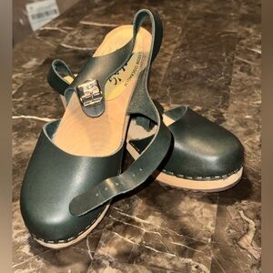 Lotta From Stockholm Green Leather Clogs